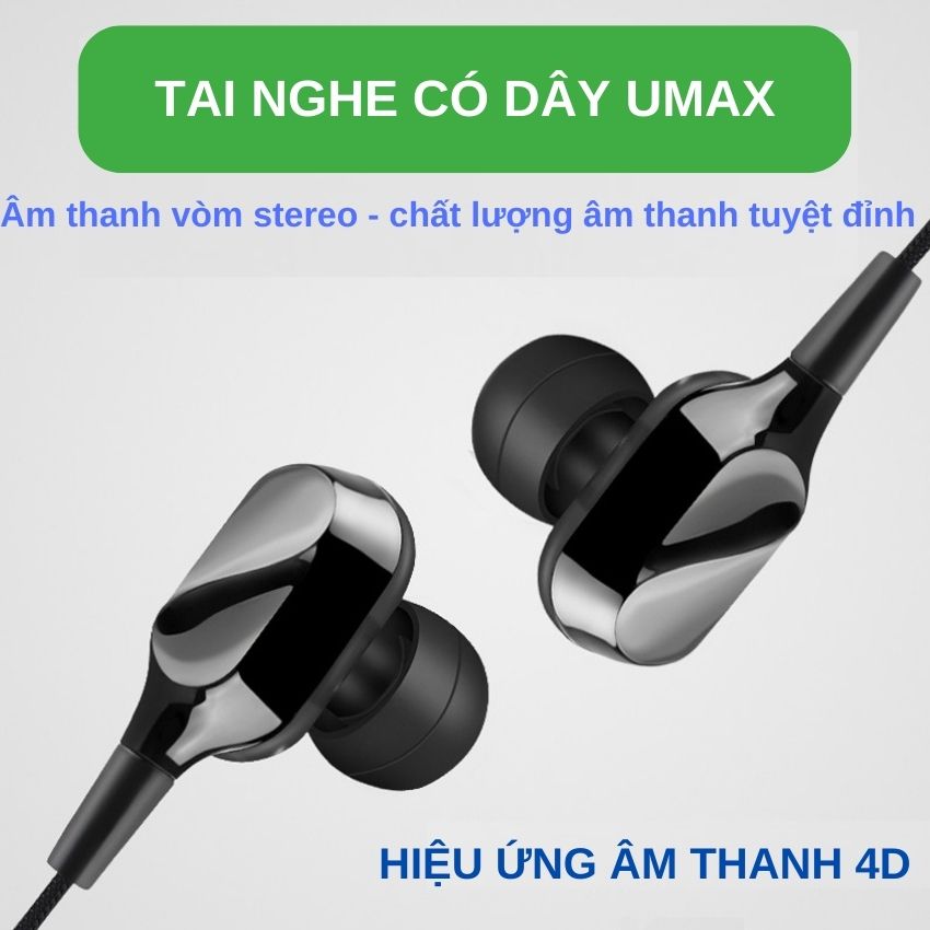 Tai nghe nhét tai có dây siêu bass chuyên nghe nhạc EDM chơi game âm thanh hd tích hợp micro chống ồn jack 3.5mm thiết kế công thái học