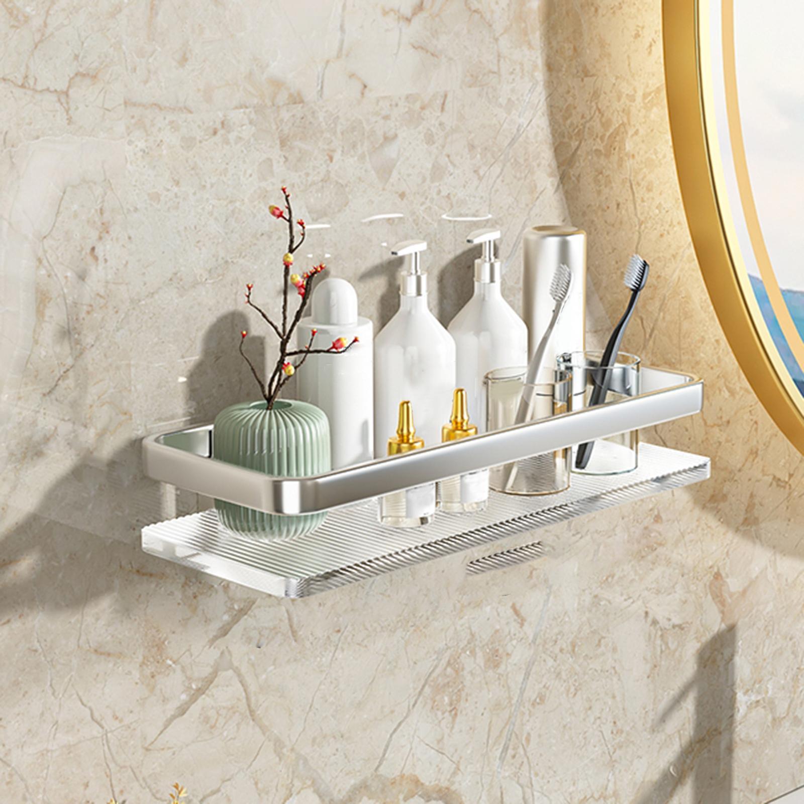 Bathroom Floating Shelf Wall Mounted Bathroom Shelf for Bedroom Bathroom Argent