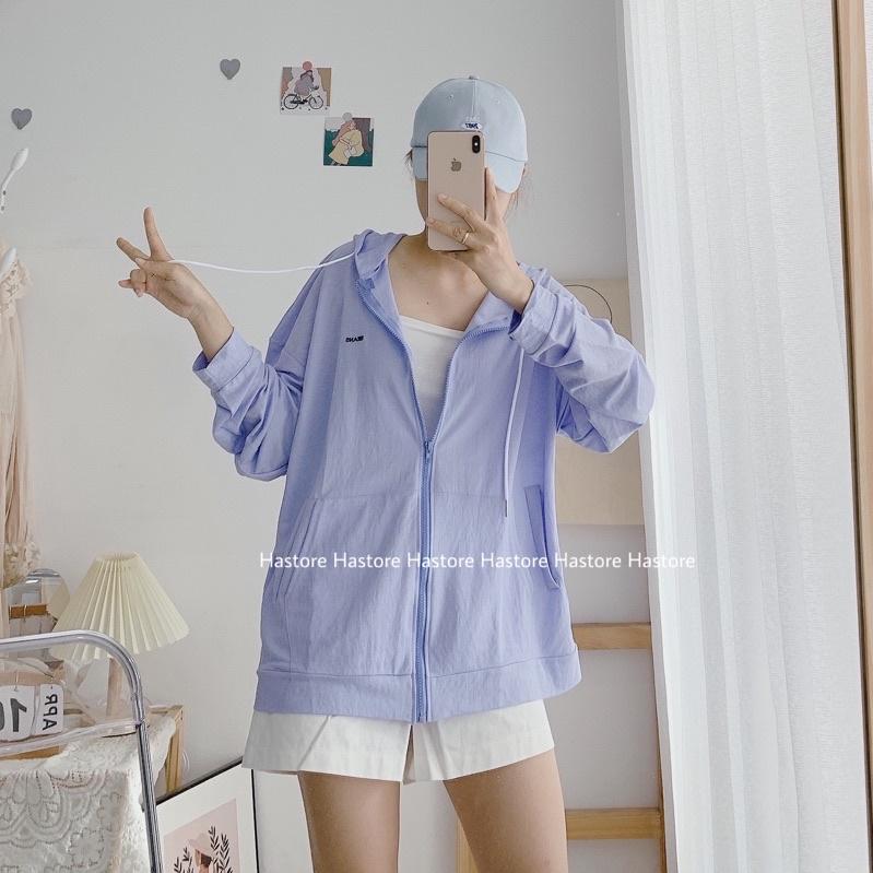 Áo khoác thun giấy mỏng thêu chữ Beans