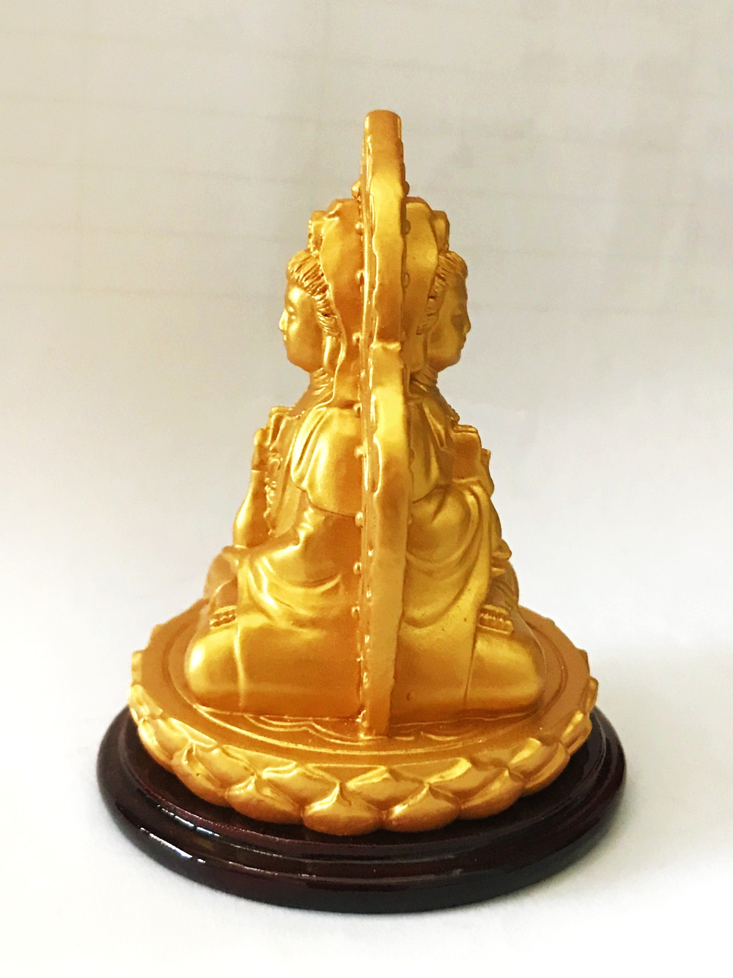 Tượng Phật Quan Âm 2 mặt - màu vàng nhũ