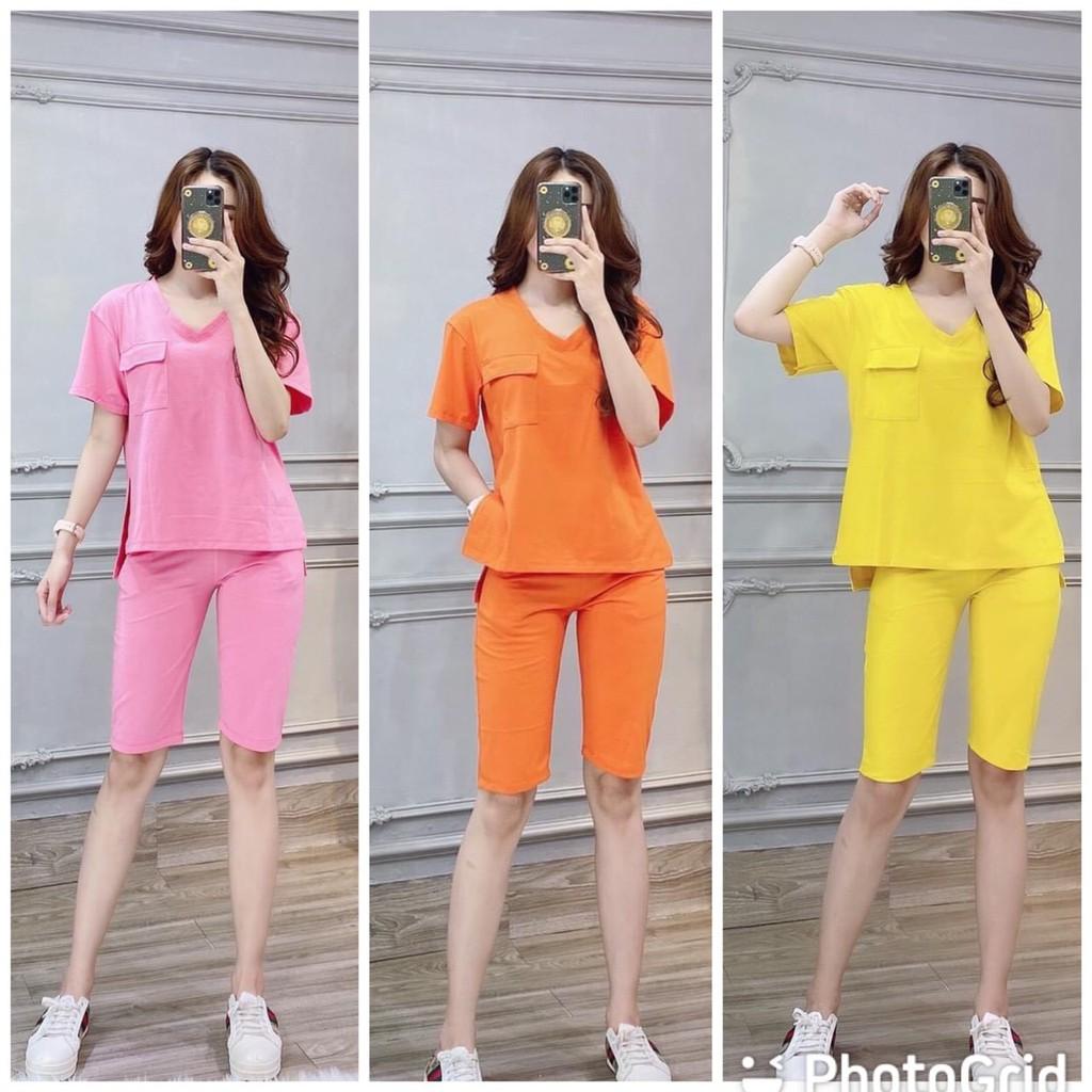 Set bộ lửng cổ tim phối túi co giản size 45-67kg-HT69