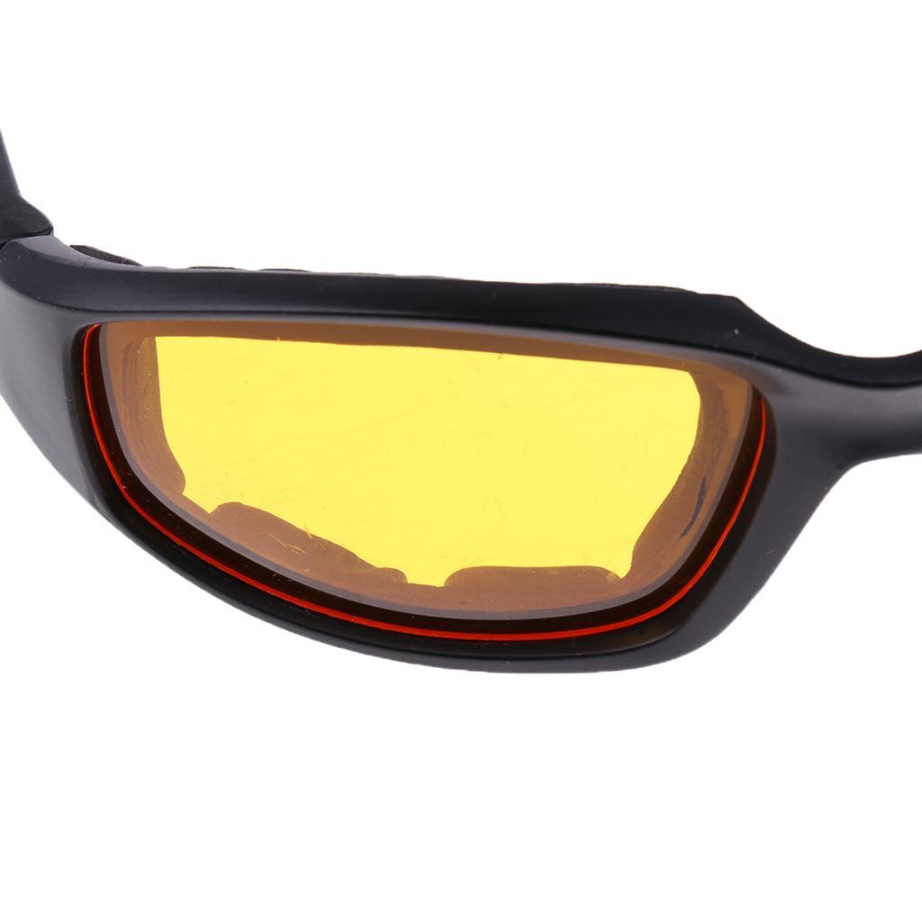 Chopper Padded Wind Resistant Sunglasses Motorcycle Riding Glasses Yellow