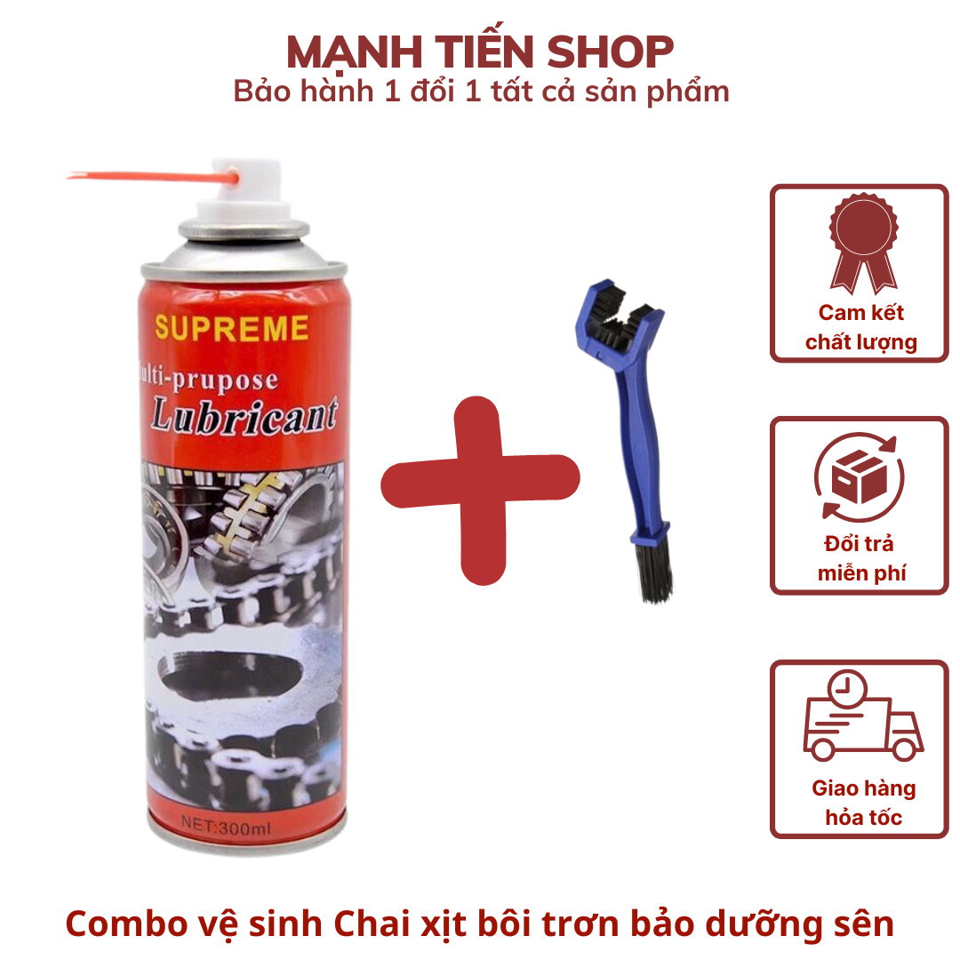 Combo vệ sinh Chai xịt bôi trơn bảo dưỡng sên , xích xe mô tô  300ml