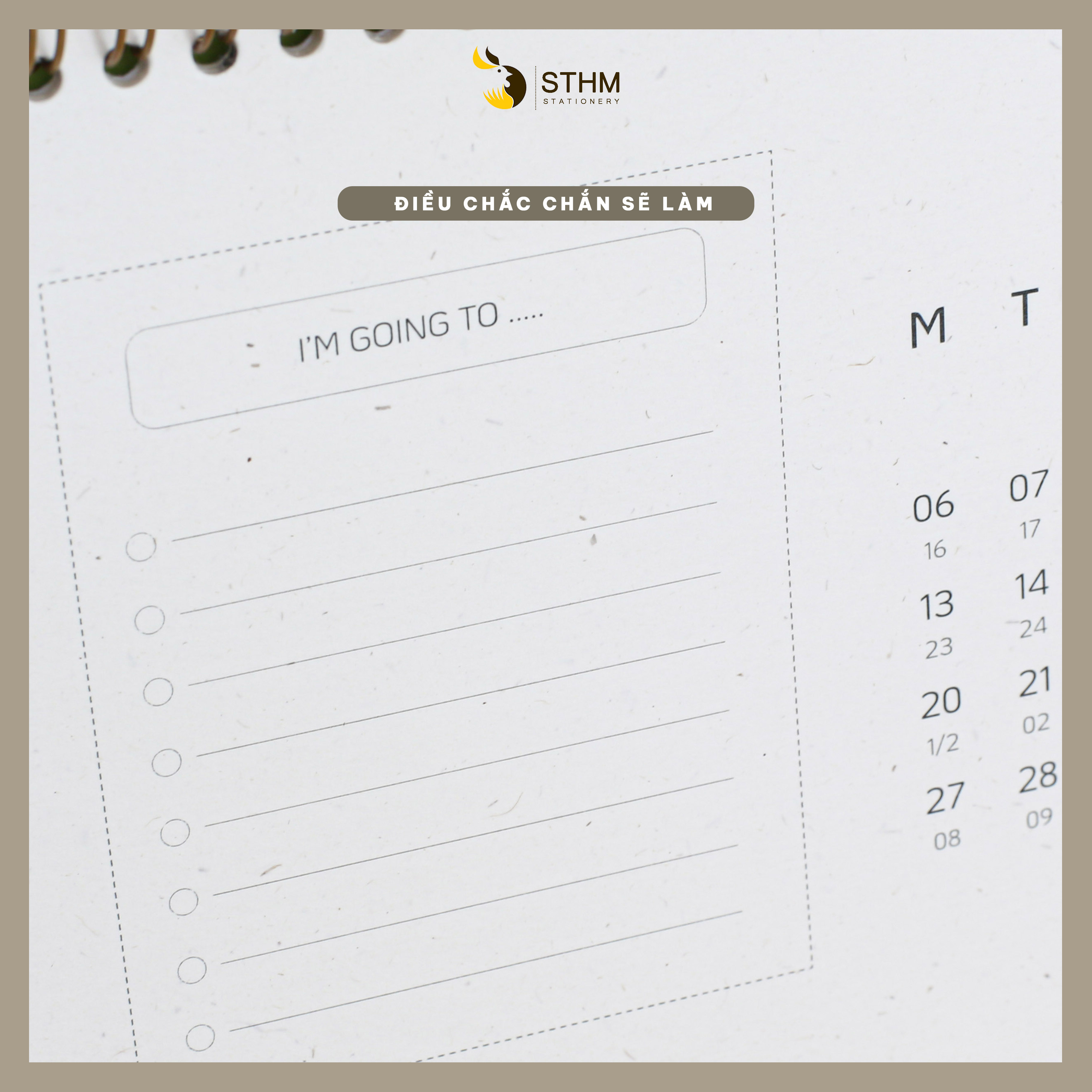 [STHM stationery] - Lịch bàn lò xo 2023 - Latte - Giấy mỹ thuật cao cấp - Có lịch âm dương và checklist