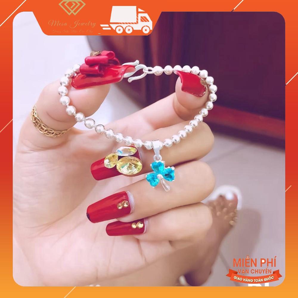 LẮC TAY BẠC TA TRẺ EM MIC CỎ 3 LÁ