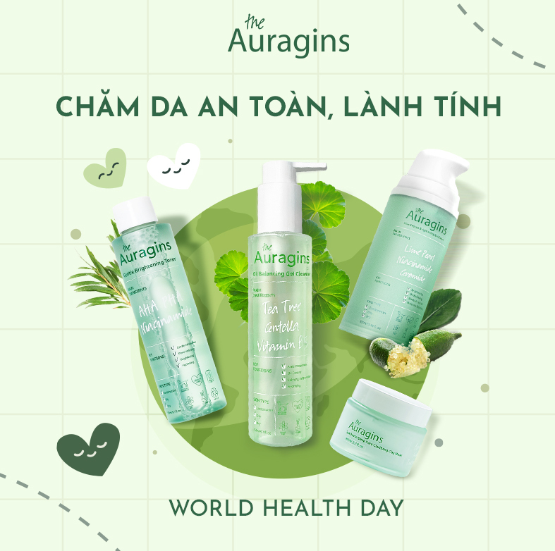 Combo Nước Cân Bằng Sáng Da, Ngừa Mụn AHA PHA The Auragins và Gel Rửa Mặt Làm Sạch Sâu  (Full Size)