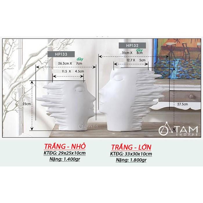 Bình hoa gốm cao cấp trắng đen mặt người CE-BG-02 SIZE LỚN