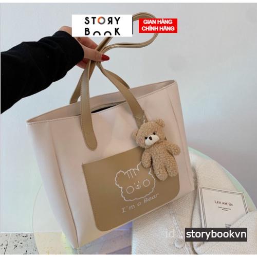 Túi tote da, túi xách nữ đeo chéo thời trang công sở đi học đi chơi tặng kèm gấu xinh STORYBOOK