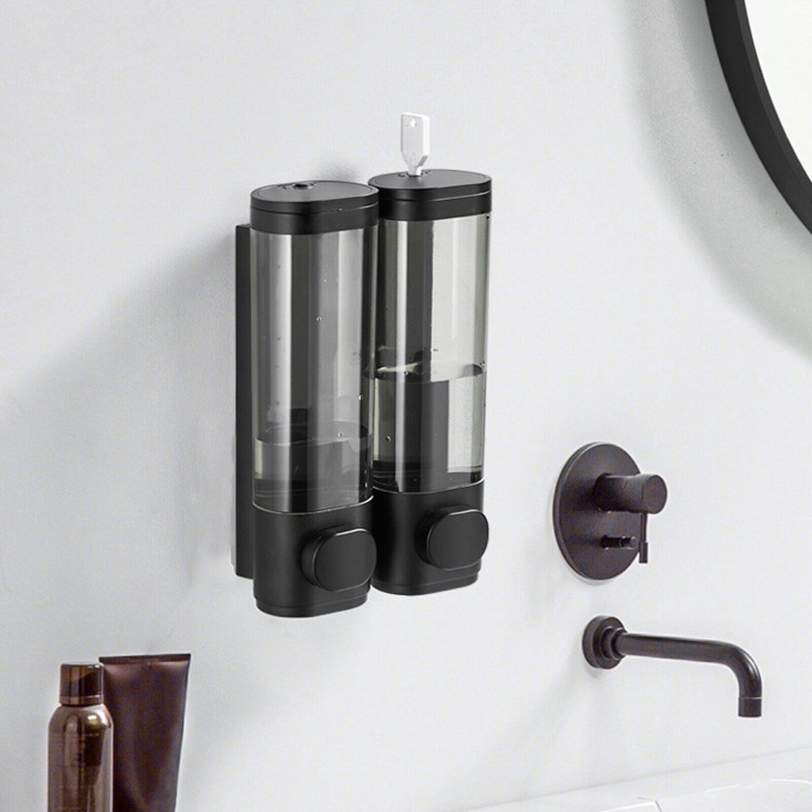 Bộ 2 Hộp Đựng Xà Phòng Gắng Tường Bathroom Shower Dispenser Black