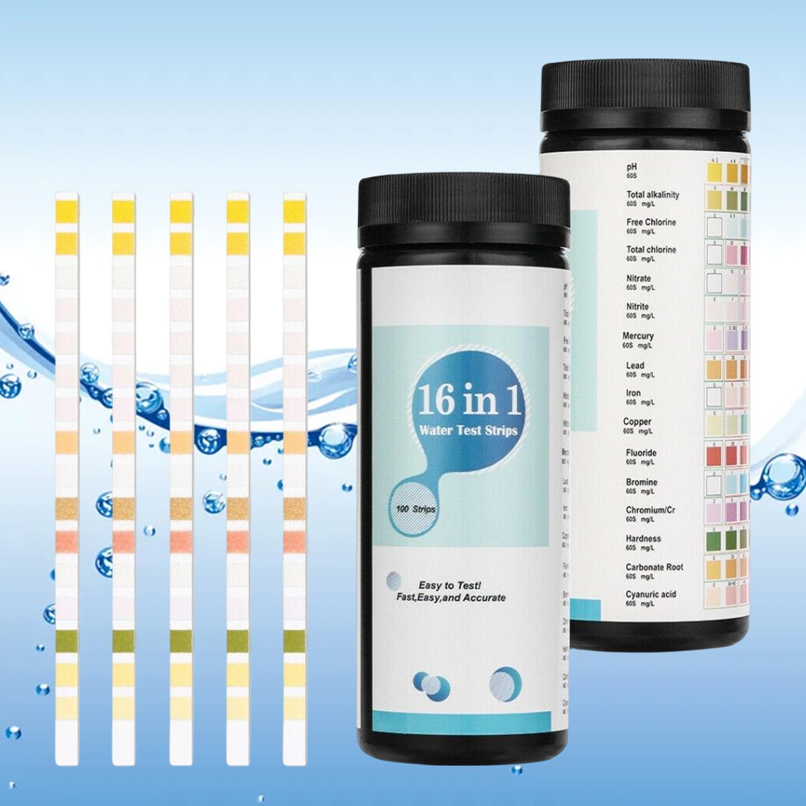 100x Water Test Strips 16 in 1 Multifunctional for Aquarium Swimming Pool