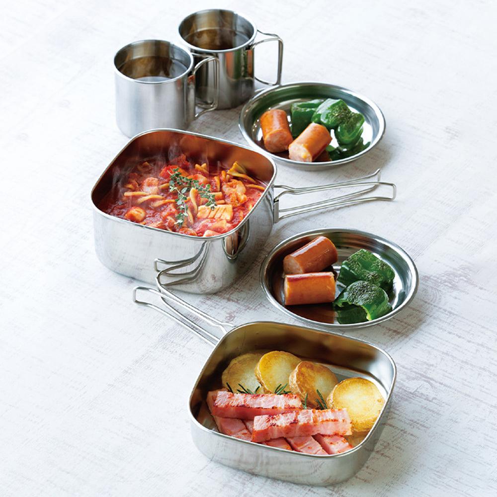 6pcs Camping Cookware Set Outdoor Portable Picnic Cookware Kit Stainless Steel Travel Tableware Cooking Accessory