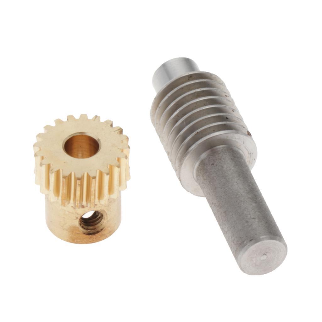 2-4pack 0.5 Modulus Brass Worm Gear Wheel + Gear Shaft Set 20 Tooth