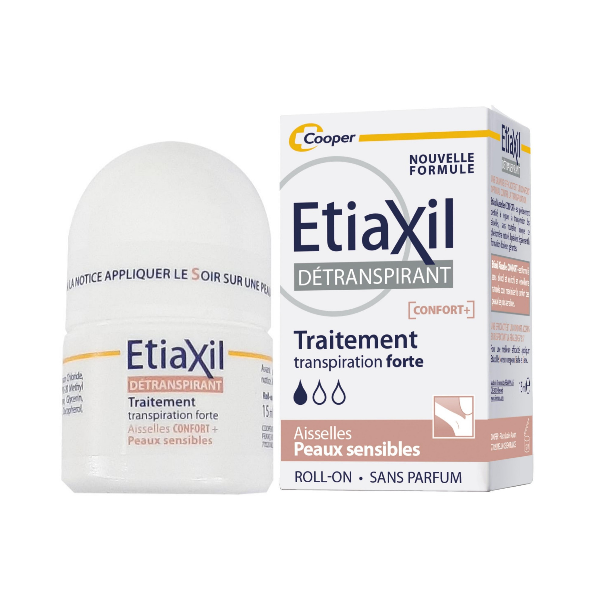 Lăn khử mùi hôi nách Etiaxil Détranspirant Traitement Confort+ Aisselles Peaux Sensibles 15ml Mẫu mới