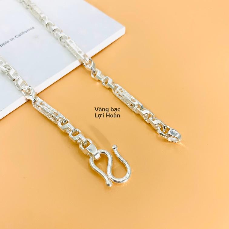 Dây chuyền bạc nam góc cạnh hình tròn rỗng, vòng cổ nam bạc ta nguyên chất Trang sức Lợi Hoàn