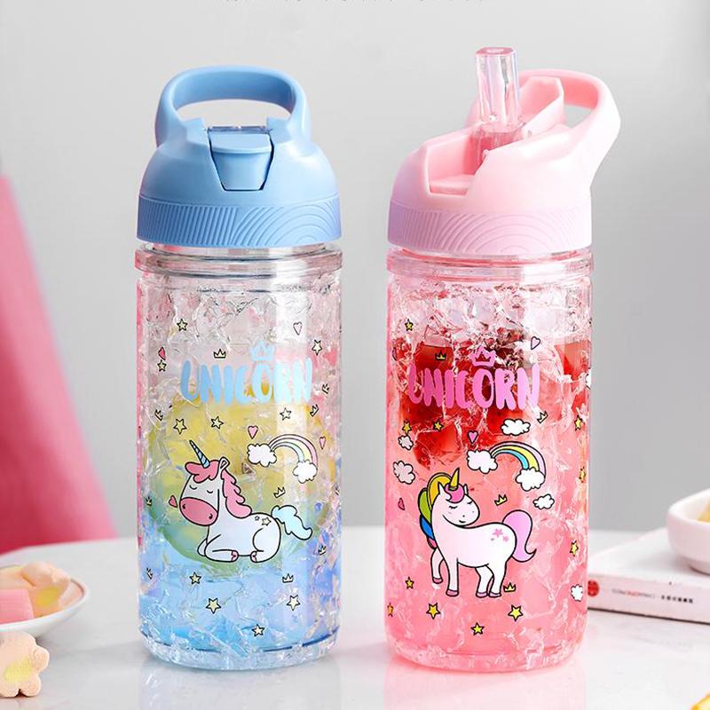 Di Động Nước Thời Trang Kỳ Lân Băng Cốc Thể Thao Mùa Hè Uống Nước Ép Cà Phê Có Ống Hút Rò Rỉ Chống Drinkware Bé Gái quà Tặng