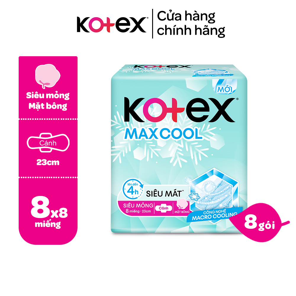 Lốc 8 gói băng vệ sinh Max Cool siêu mỏng cánh 8 miếng