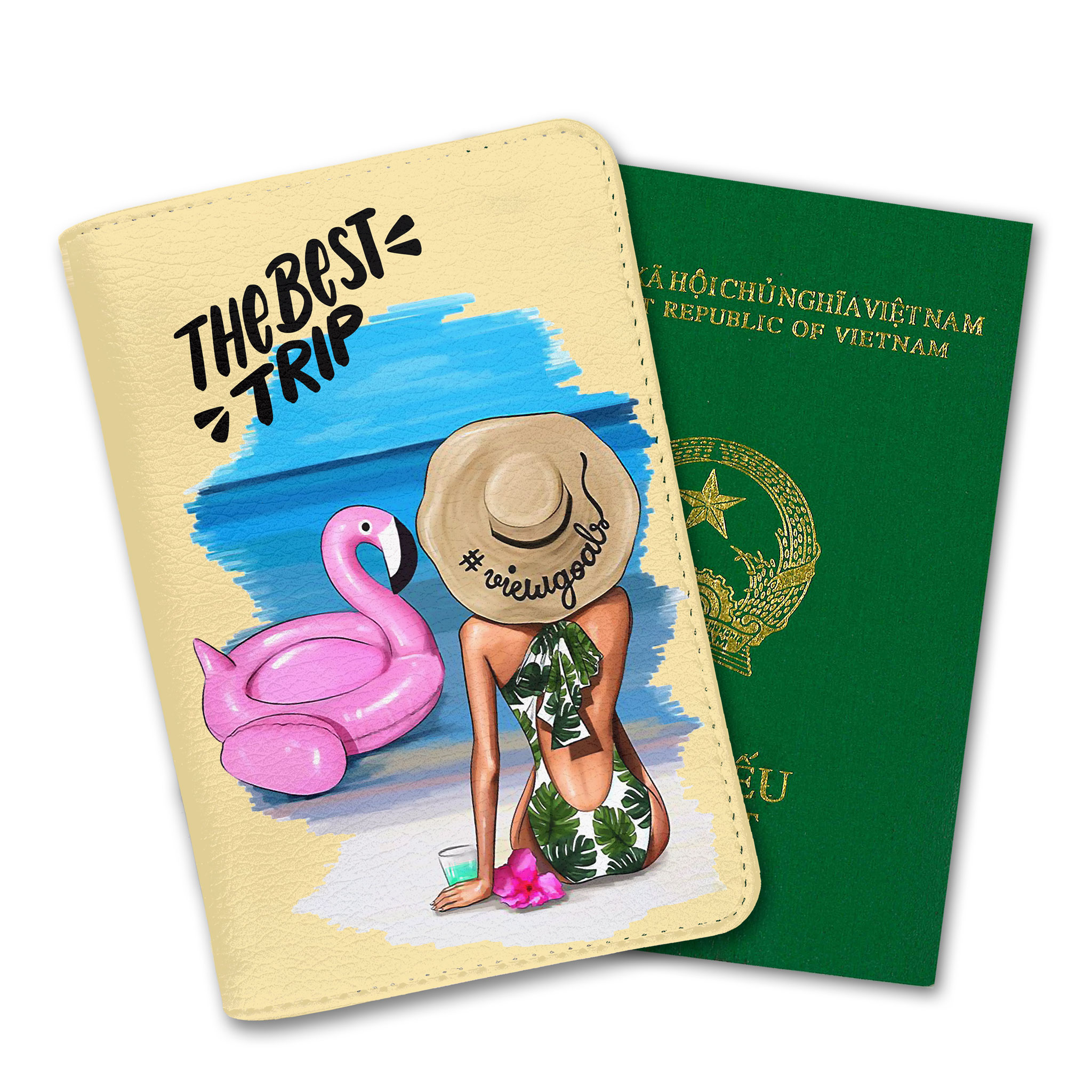 Ví Passport Du Lịch THE BEST TRIP - Bao Da Hộ Chiếu STormbreaker Siêu Dễ Thương - Passport Cover Holder GIRL WITH THE BEACH - Thiết Kế Đơn Giản - Tinh Tế - Hình Ảnh Sắc Nét - TAT014