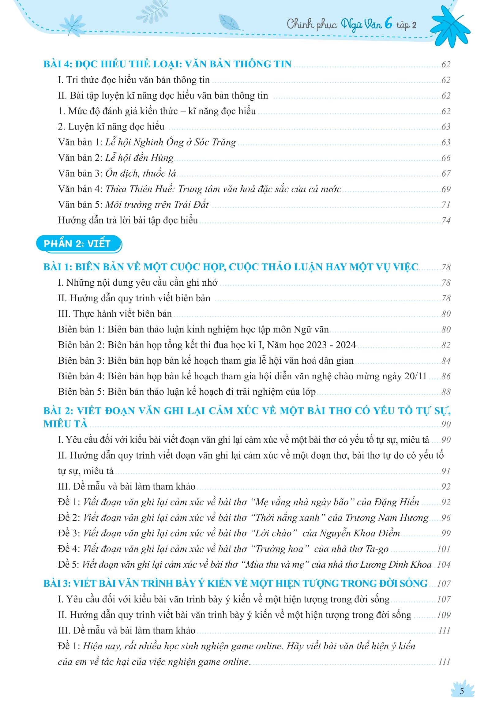 Sách - Chinh Phục Ngữ Văn - Kỹ Năng Đọc Hiểu Và Viết Theo Các Thể Loại Lớp 6 - Tập 2