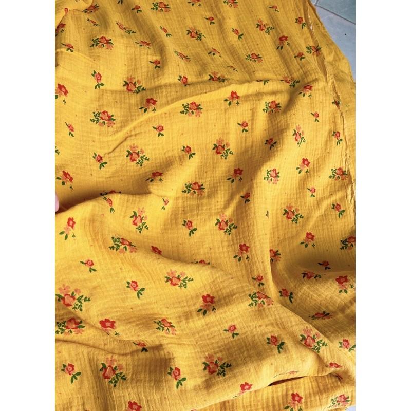Vải xô muslin hoa vintage may quần áo,khăn mặt,khăn tắm
