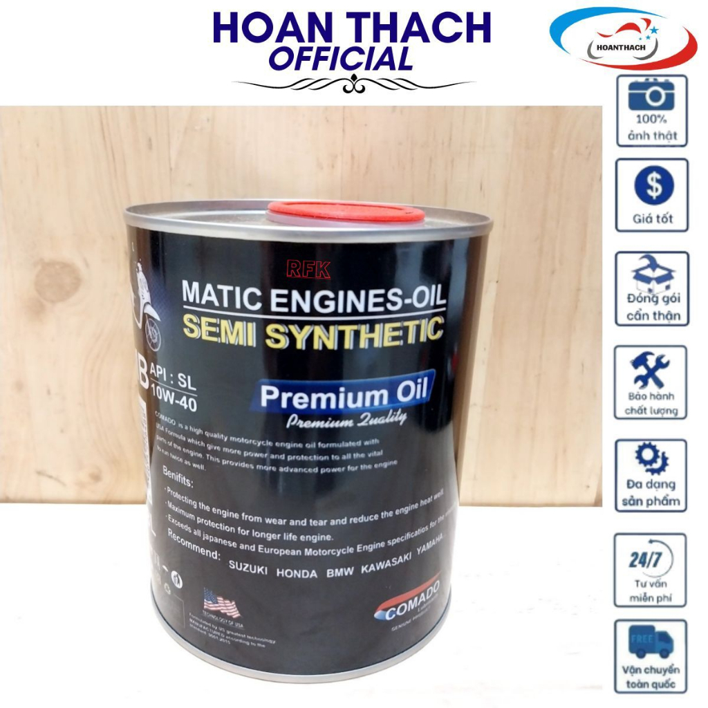 Nhớt Xe Ga Comado 4T 10W - 40 0.8L Hộp Đen HOANTHACH SP017538