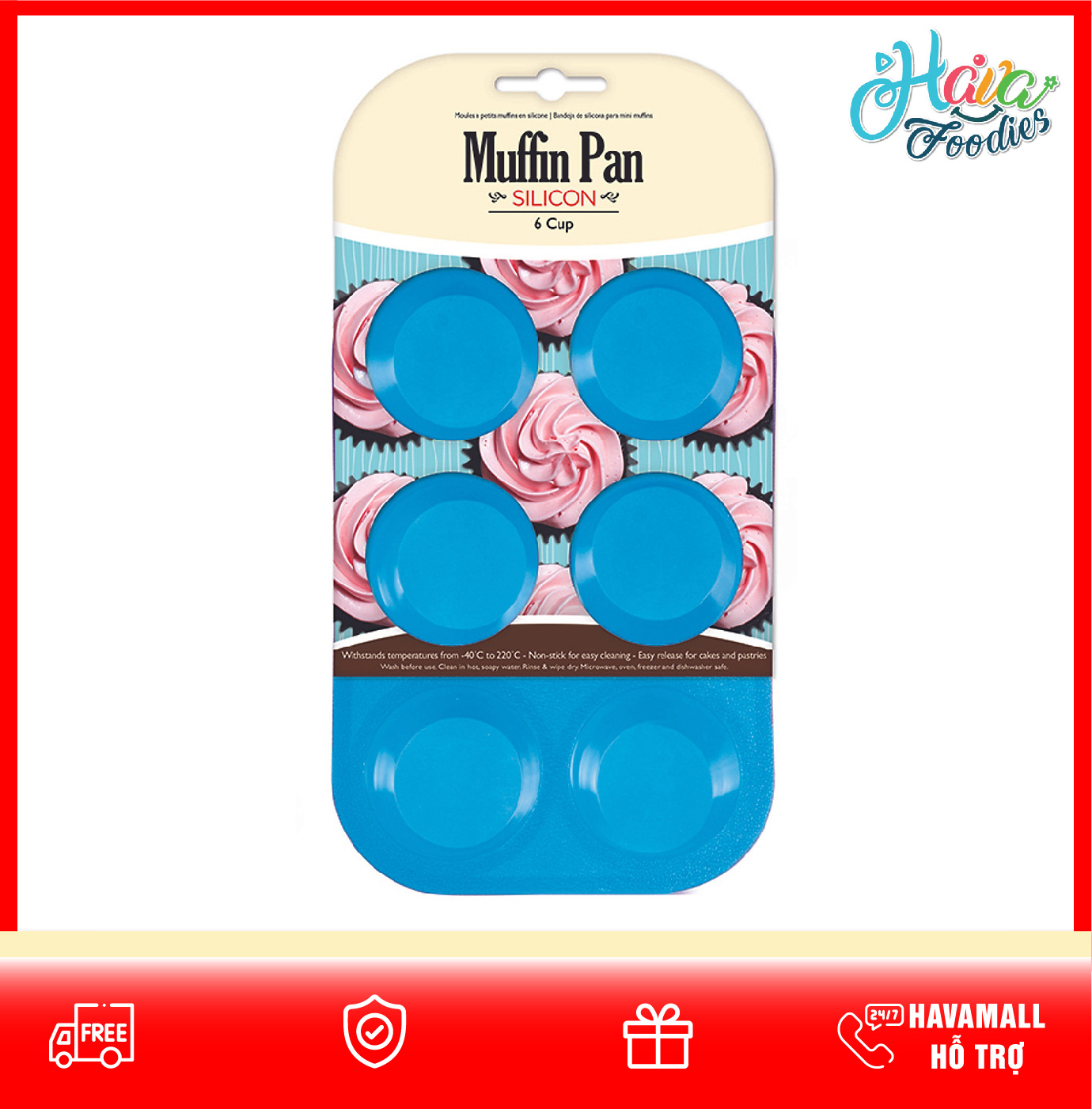 Khuôn Nướng Bánh Nhỏ Bằng Silicon 6 Cái Uncle Bill – Muffin Pan Silicon 6 Cup