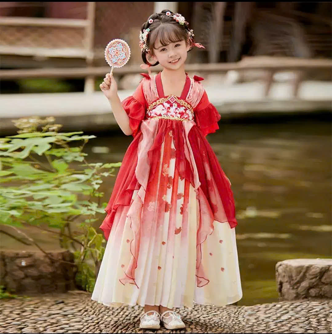 Đầm váy công chúa cổ trang hanfu hán phục cho bé gái diện lễ tết trung thu biểu diễn múa 100-170 hàng Quảng Châu