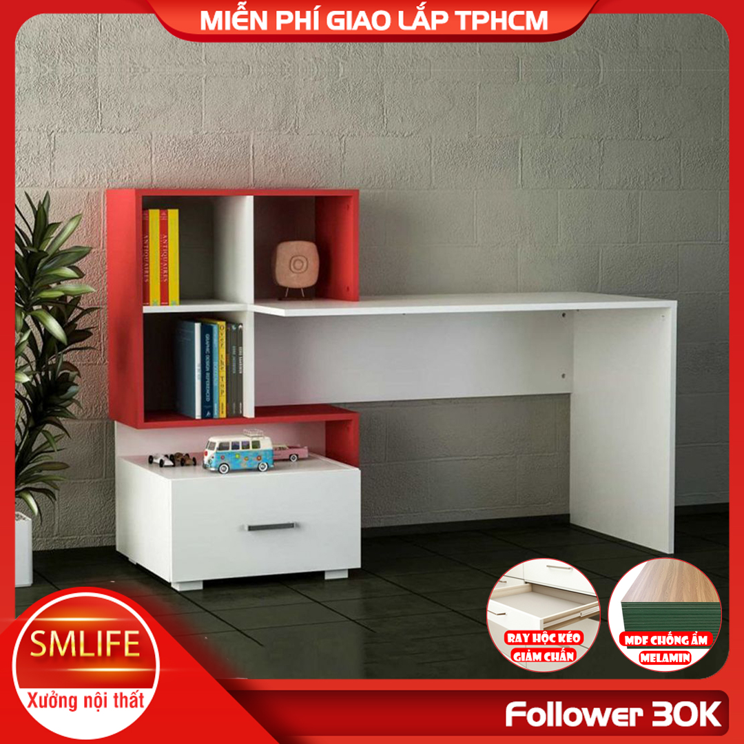 Bàn làm việc, bàn học gỗ hiện đại SMLIFE Diablo | Gỗ MDF dày 17mm chống ẩm | D148.5xR60xC105cm