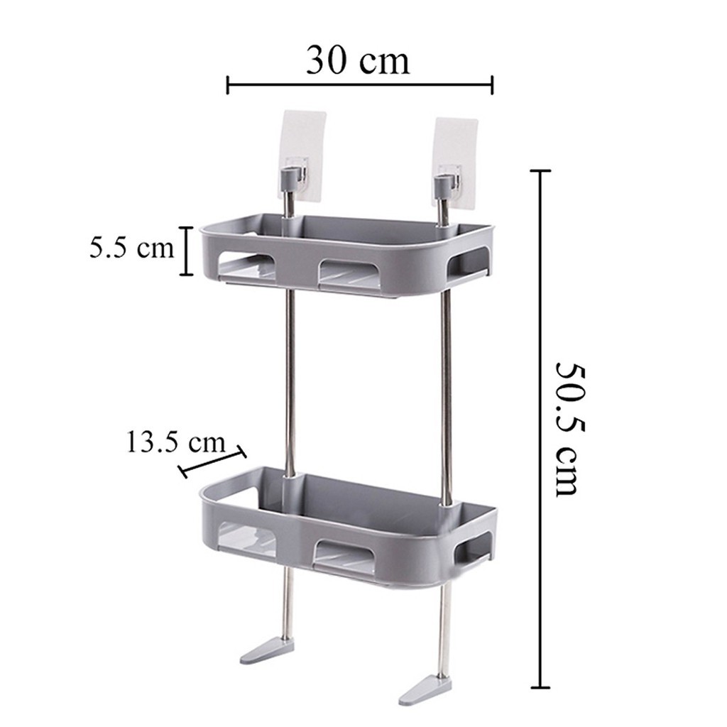 Kệ để đồ phòng tắm phòng vệ sinh toilet dán tường không cần khoan đục 2 - 3 tầng