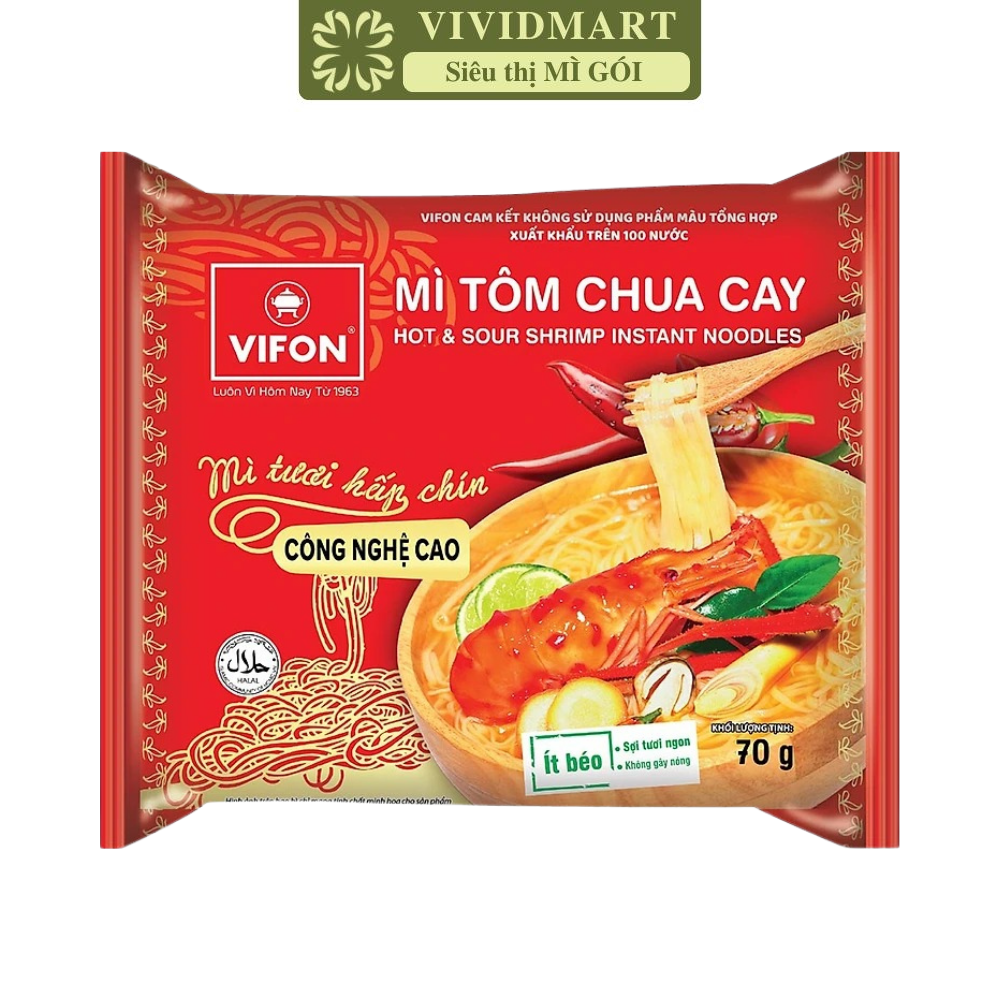 VIFON - Mì tươi Vifon hương vị Tôm Chua Cay (70g/gói) - Mì tươi vị Tôm Chua Cay, Mì Vifon tươi