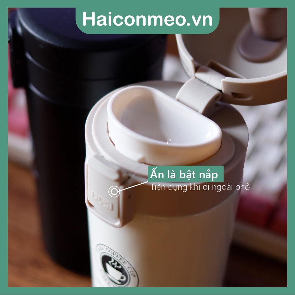 Ly cốc giữ nhiệt Inox SUS 304 style Cafe Coffee nắp bật, 380ml