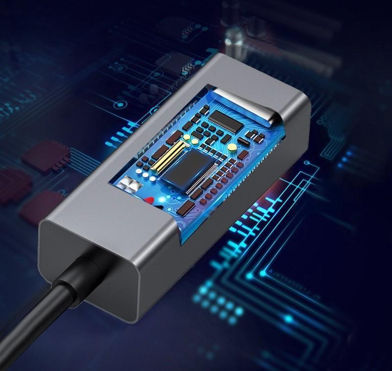 Cáp USB Type-C to Lan Gigabit kết nối mạng internet cho Máy tính, Điện thoại