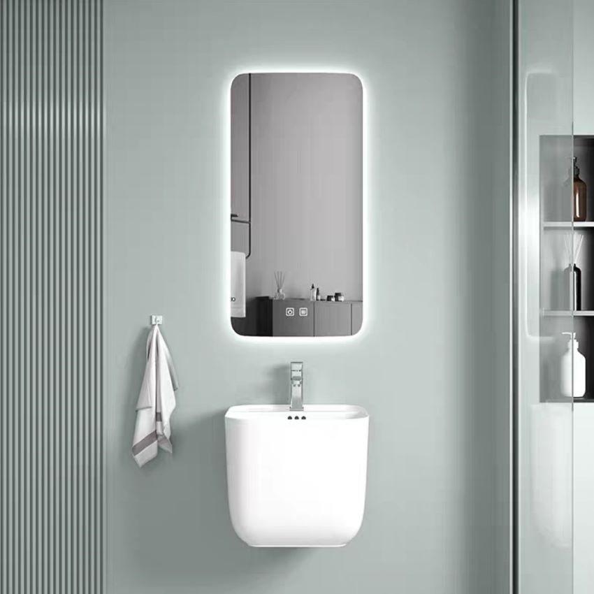 Lavabo treo tường kiểu 1 khối, màu trắng, thân chậu đúc nguyên khối, thiết kế sang trọng