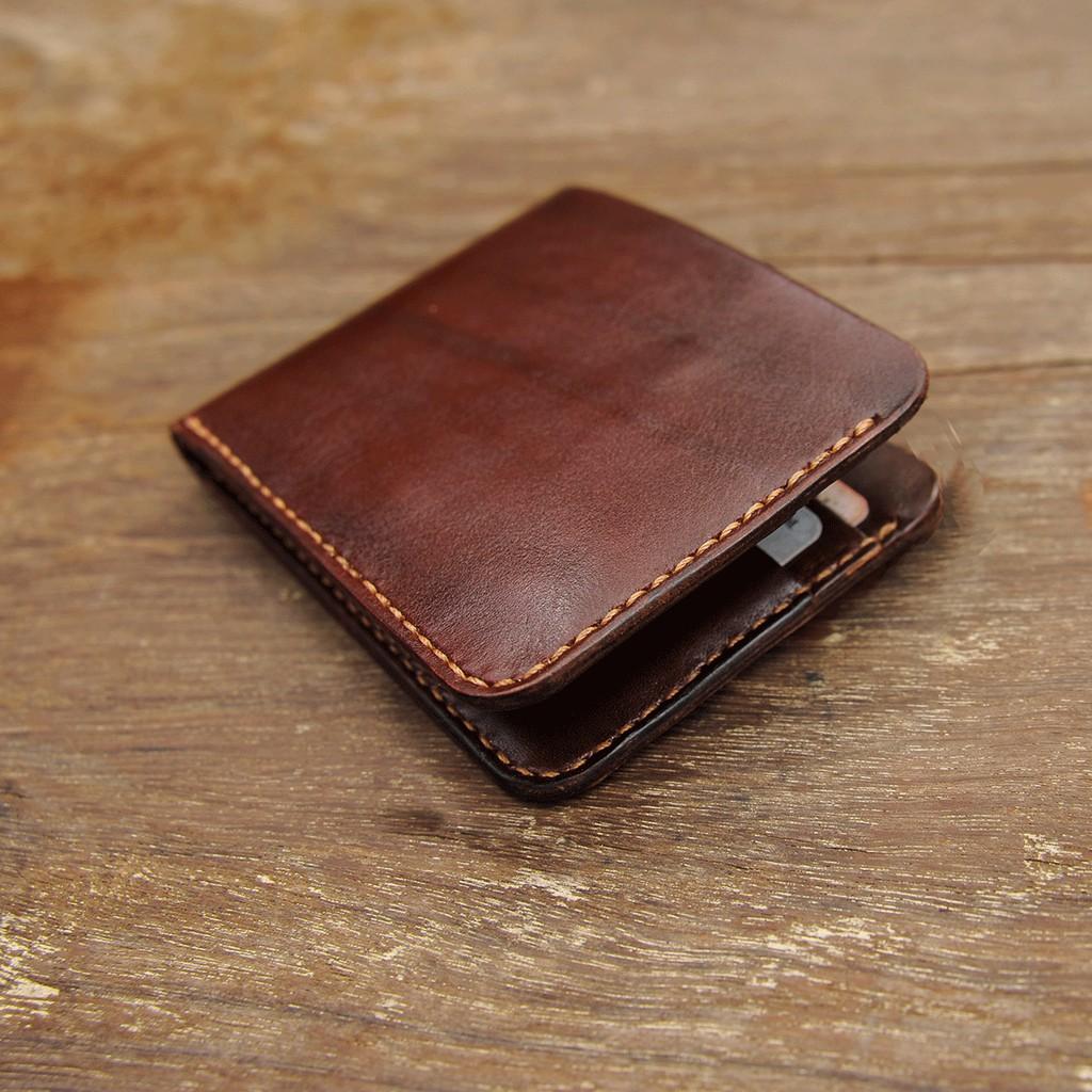 Ví nam mini màu nâu - Đồ da handmade - DT242
