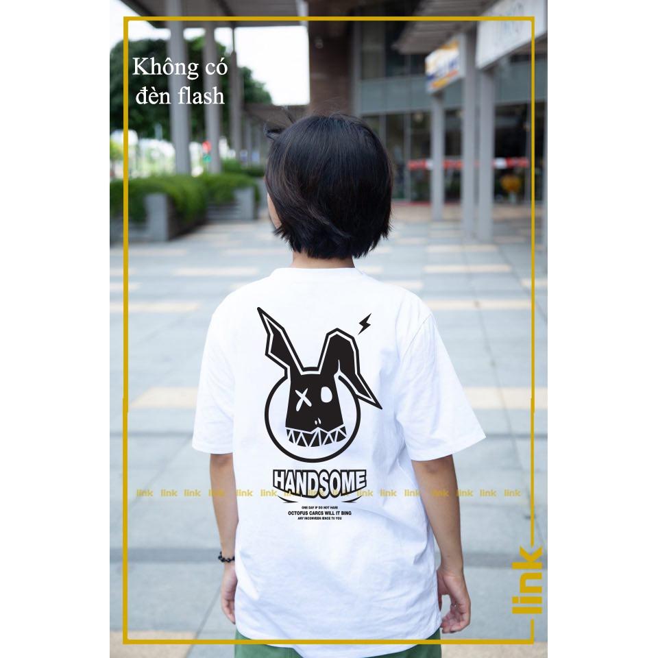 Áo thun nam nữ phản quang THỎ RABBIT HANDSOME độc lạ tay lỡ Unisex