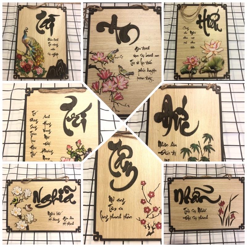 Tranh gỗ bảng gỗ decor bảng gỗ trang trí kích thước lớn chất liệu gỗ bền đẹp chữ thư pháp làm quà tặng