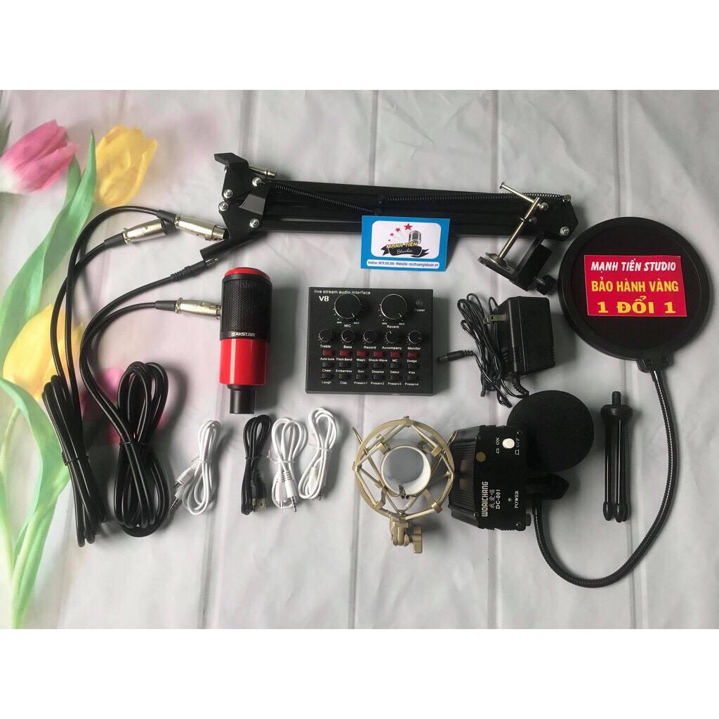 Combo micro Takstar PC-K320 + Soundcard V8 hát karaoke, livetreams bán hàng mọi lúc, mọi nơi