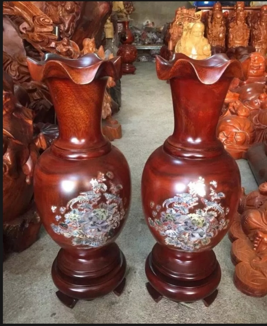 Cặp lục bình gỗ Lim cao 50cm