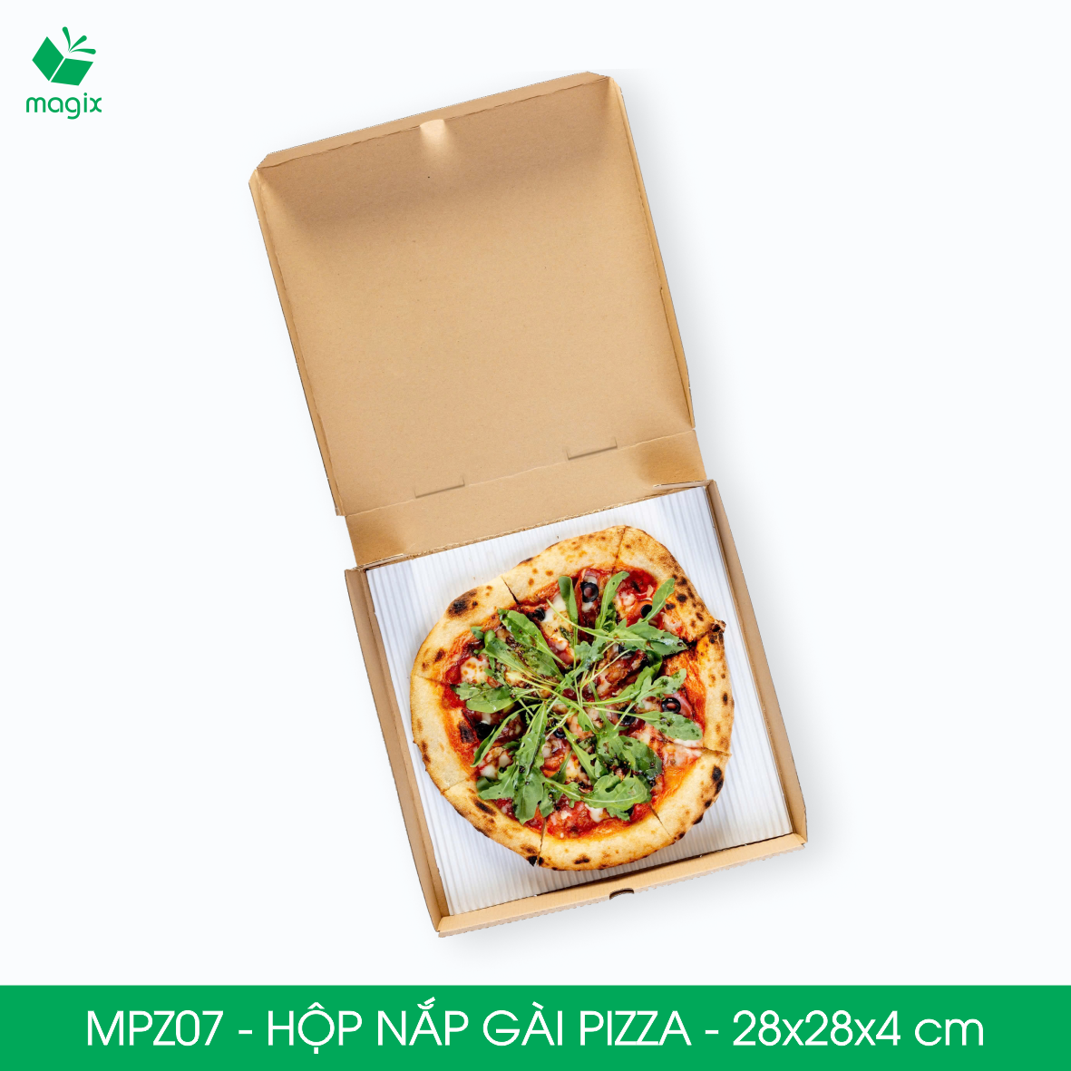 MPZ07 - 28x28x4 cm - 20 Hộp nắp gài pizza đa dụng - Hộp nắp gập, hộp carton gói hàng, hộp quà