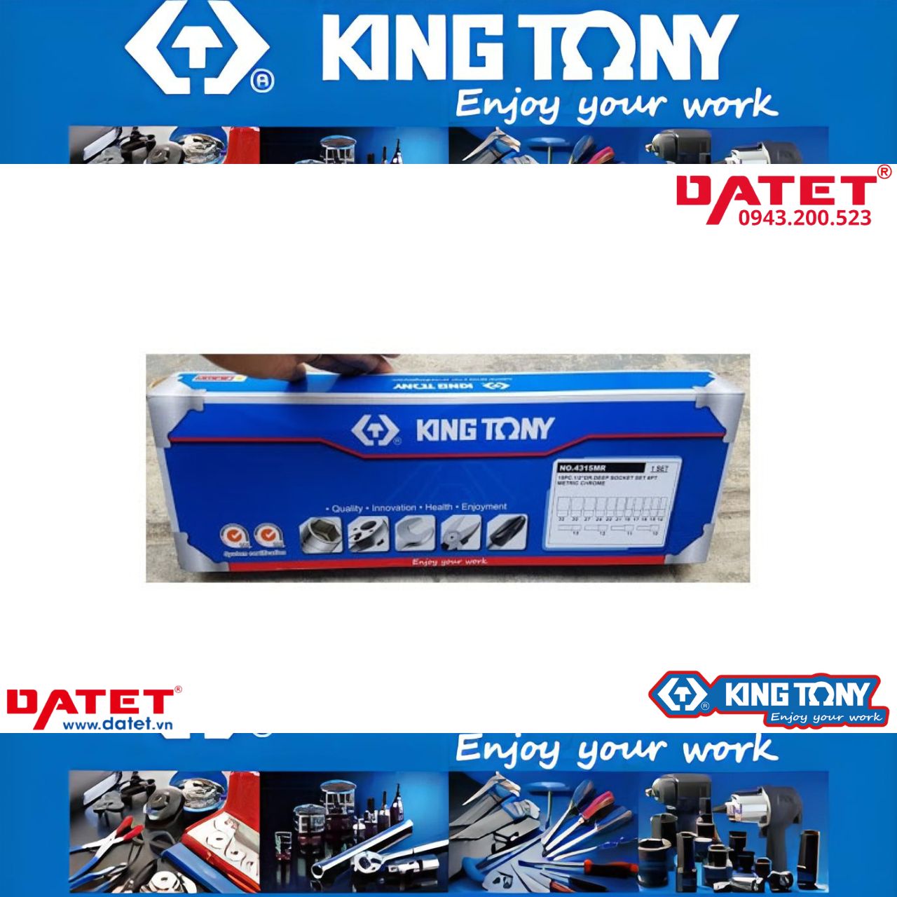 Bộ tuýp lục giác 1/2&quot; Kingtony 15 chi tiết 4315MR