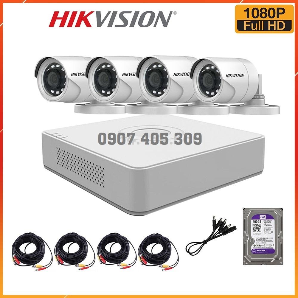 Trọn Bộ Camera 4 Mắt Hikvision 2.0MP Full HD - Hàng Chính Hãng