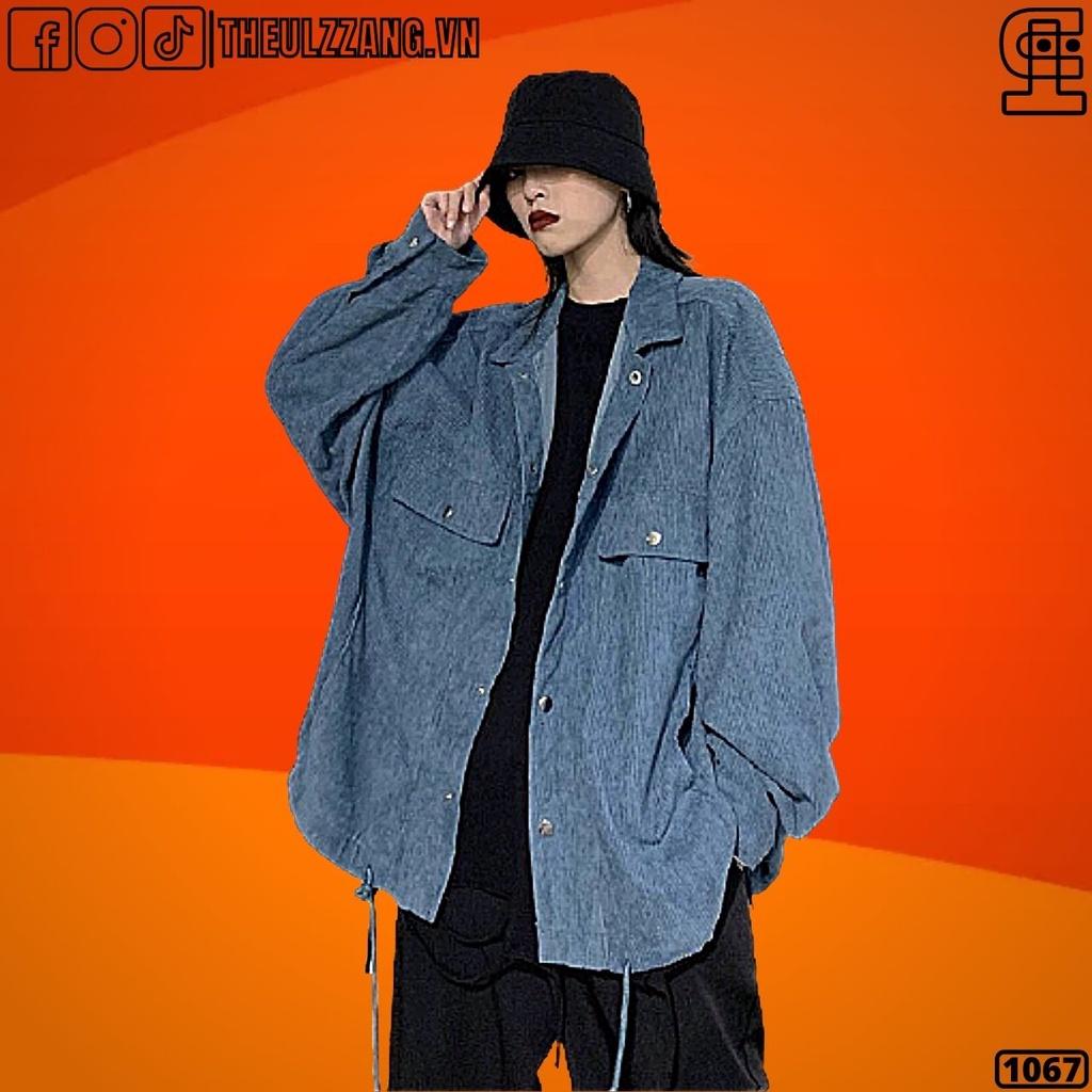 Áo Khoác Kaki Nhung Tâm LIỂU ÁO SƠ MI Bomber Jackets Kaki Trơn Nút Đồng Form Rộng Hàng UNISEX DÂY CỔ BẺ