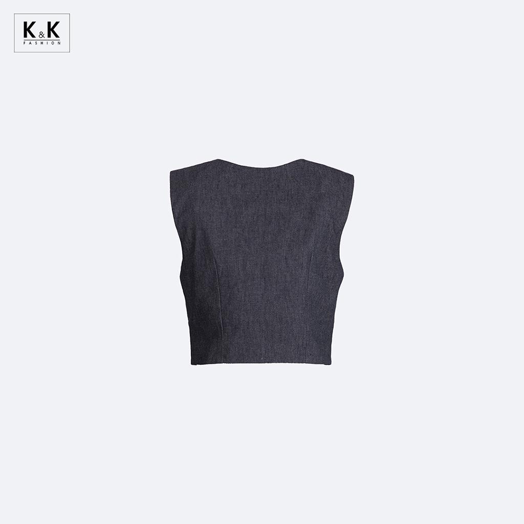 Áo Gile Nữ Croptop K&K Fashion ASM12-27 Chất Liệu Denim