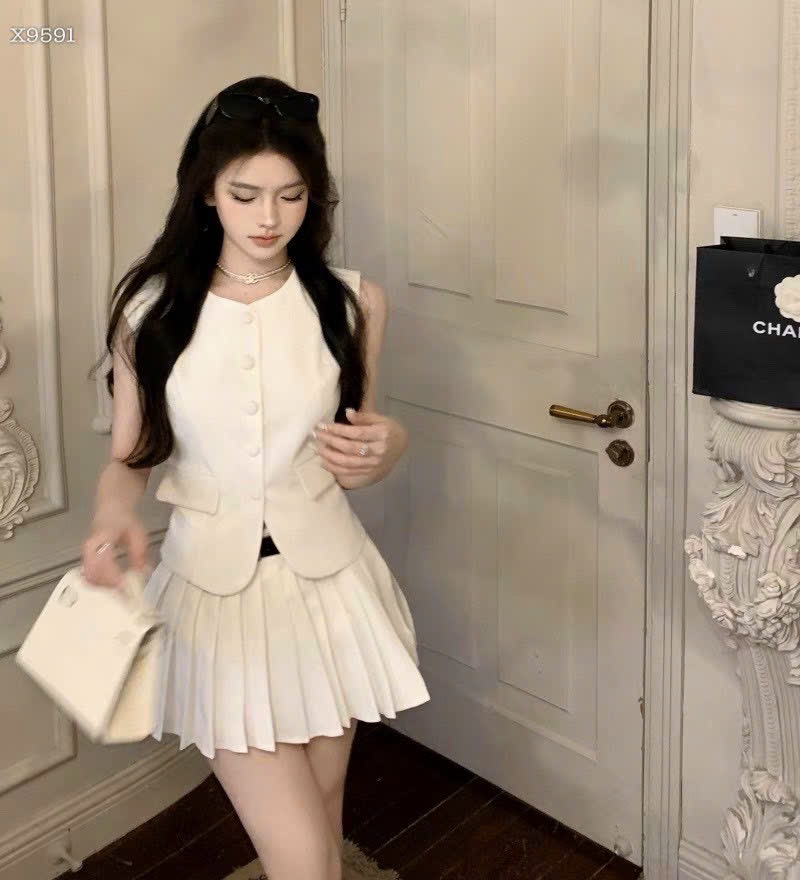 SET ÁO VEST DẠ TWET - M