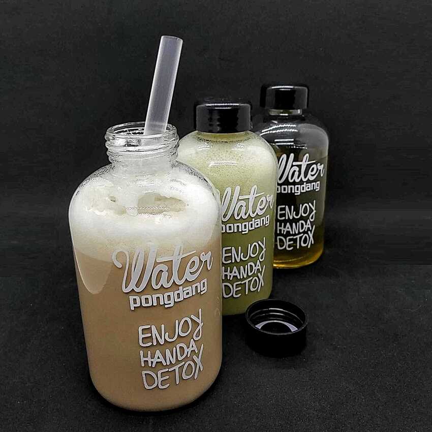 Combo 2 Chai Thủy Tinh đựng nước DETOX 600ML - Nắp nhựa có giăng cao su