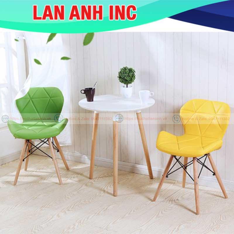 Ghế bàn ăn làm việc trang điểm eames cánh bướm bọc da chân gỗ lưng cao đẹp hiện đại LAG129