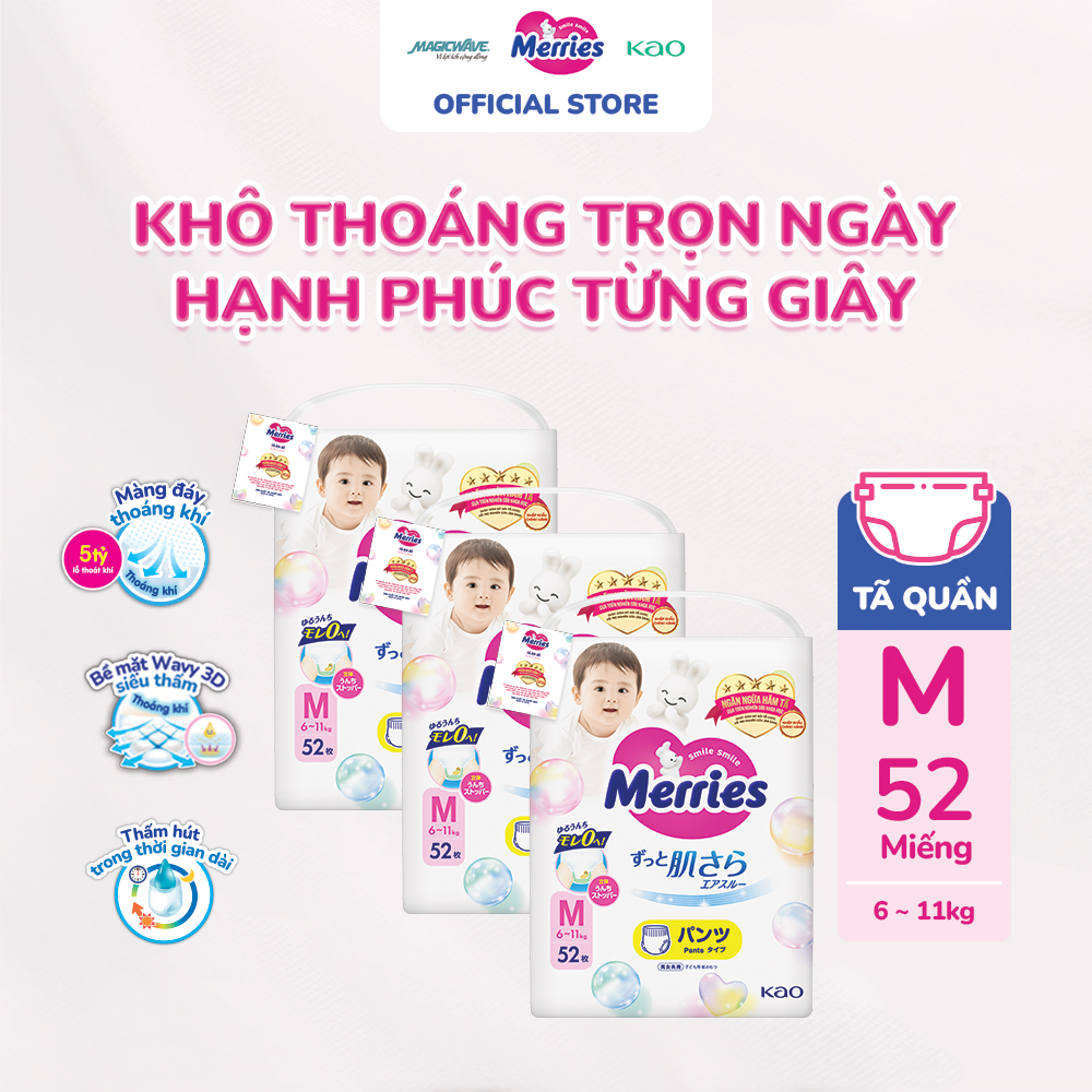 Combo 3 túi Tã quần Merries M52