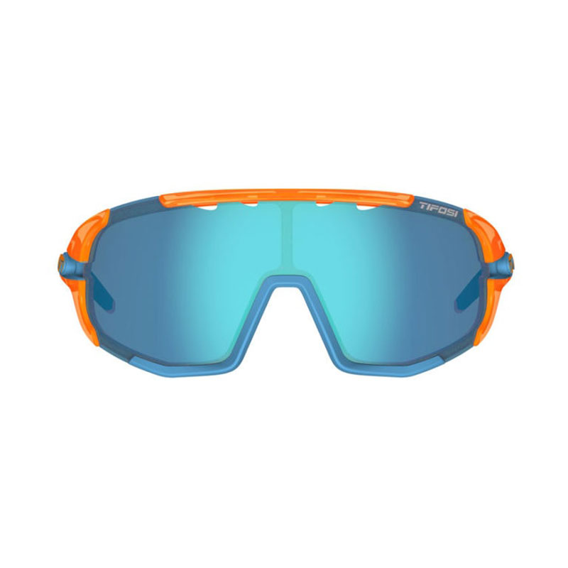 Kính mát thể thao Unisex Tifosi Sledge - Gọng Crystal Orange, Bộ 3 Tròng Đạp Chạy: Clarion Blue, Ac Red & Clear Lenses