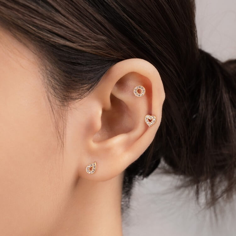 Khuyên Tai Vàng 14KY chuôi bi vặn Korean Style (V0181) - MOON Jewelry