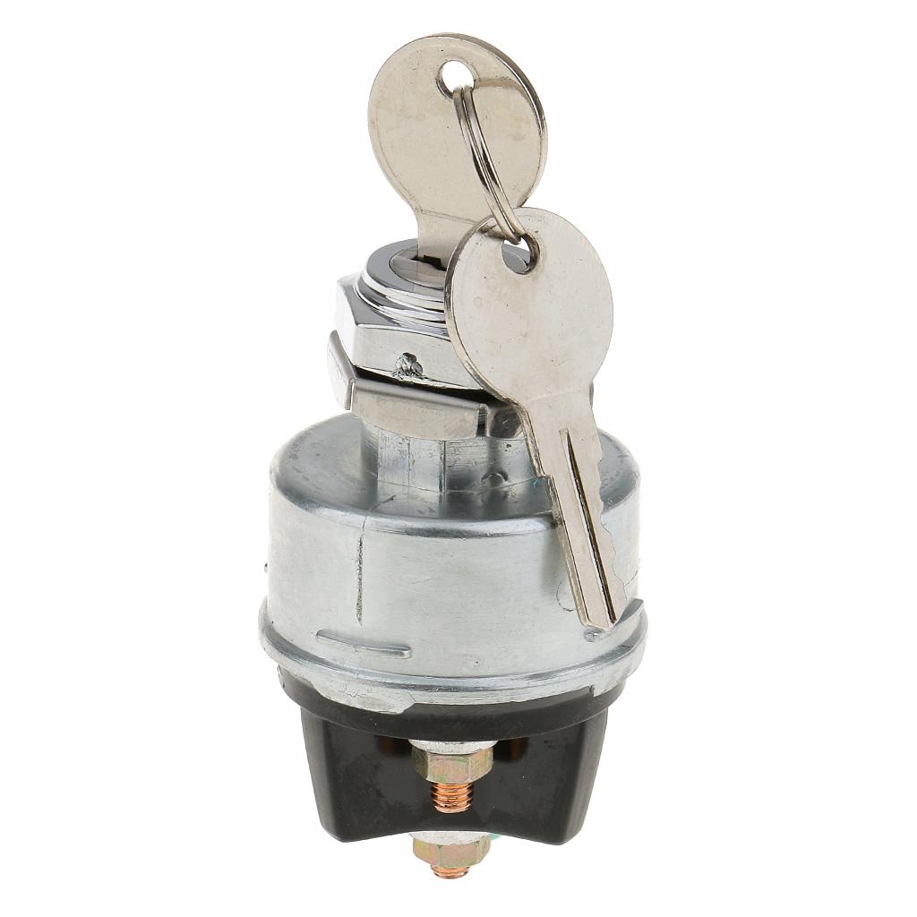 Silver Universal 3 Position Ignition Starter Key Switch with Momentary Start