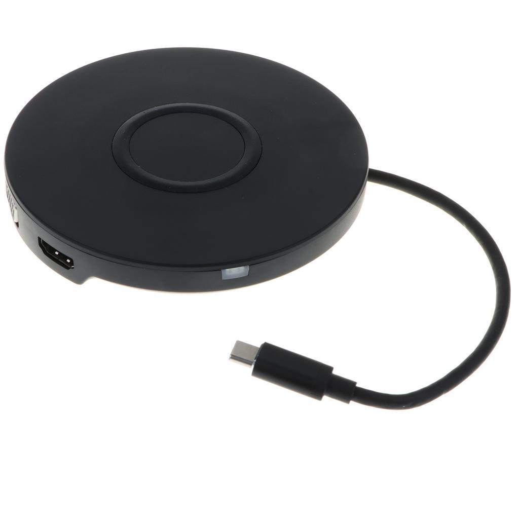 2 in 1 Type-C to Micro USB/HDMI/VGA HUB Dock +5W Wireless Charger